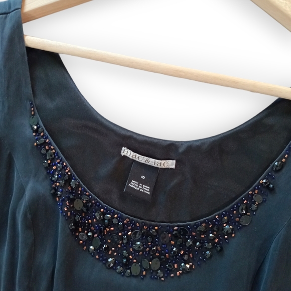 Mac & Jac 100% silk with lining Sleeveless dress with waist tie size 10 - Picture 9 of 9